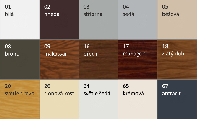 Barvy předokenních rolet